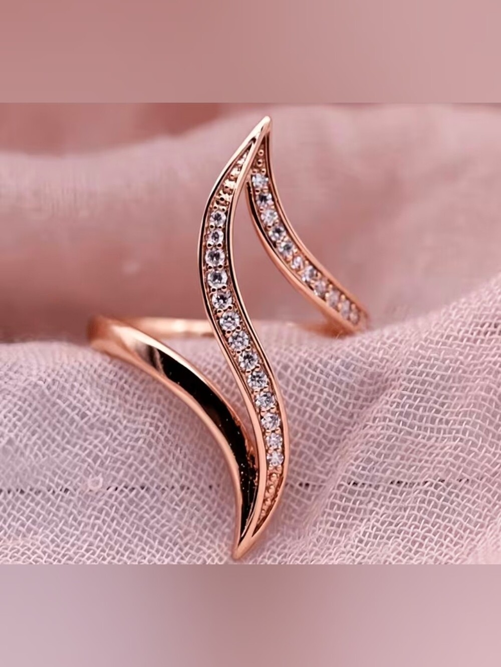 $8 Each or Bundle 5/$20 Rose Gold Wave CZ Ring